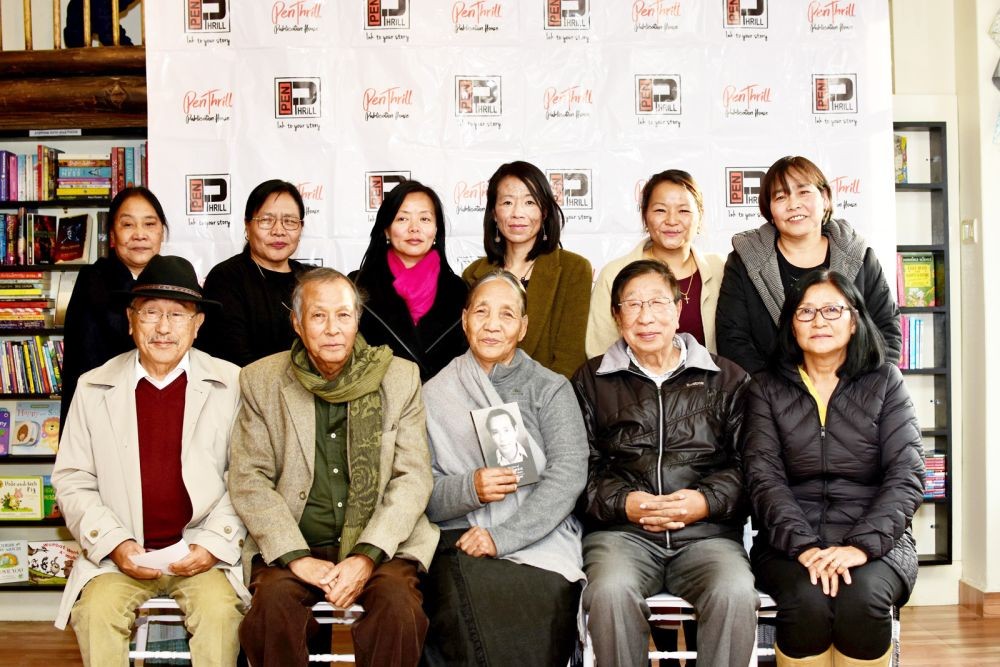 Meno Sesa, older sister of the author (Middle front row) seen with others during the launch of ‘The Vision of T Sakhrie for a Naga Nation’ by Ahu Sakhrie on January 14. (Morung Photo)